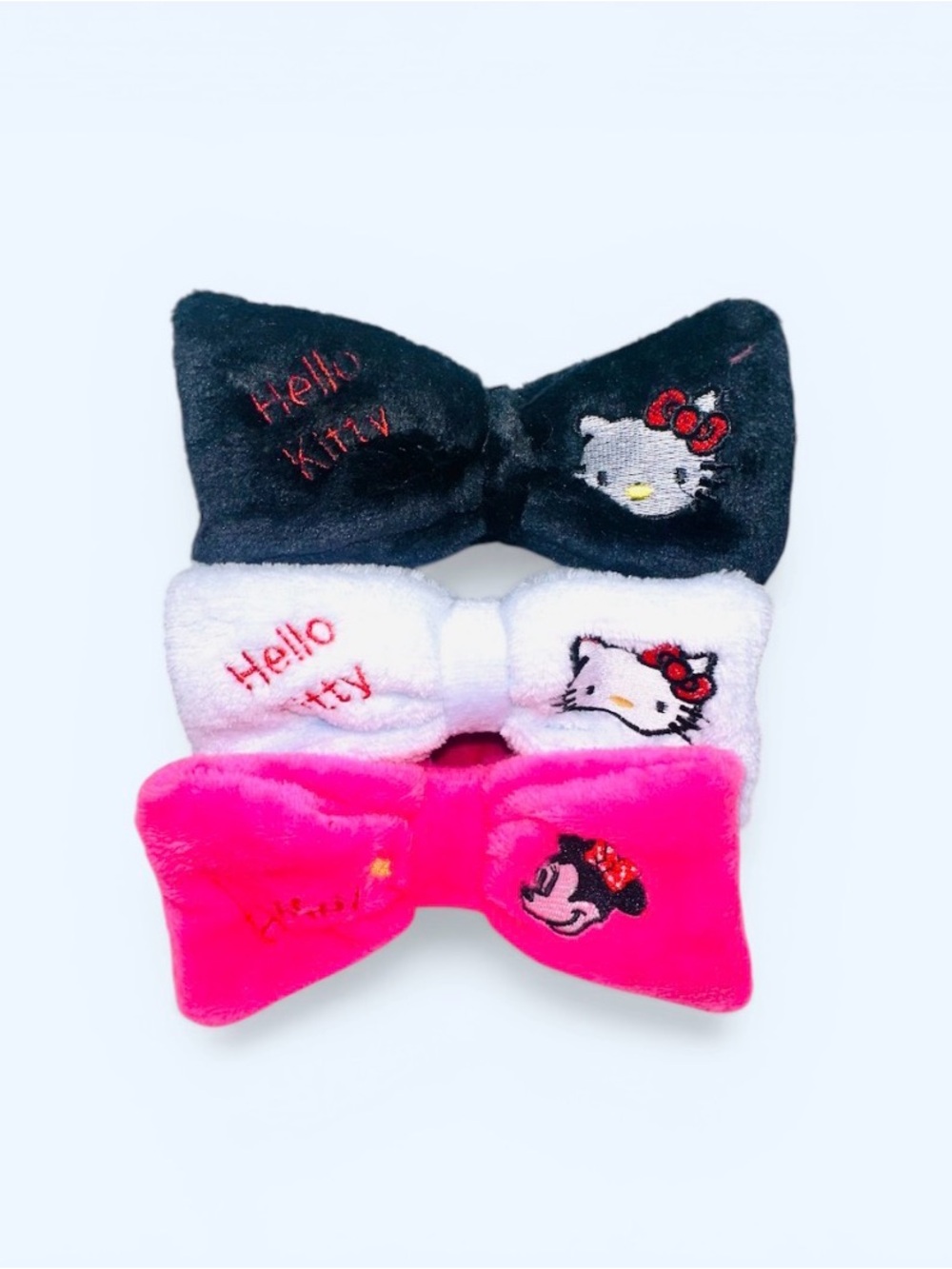 NWOT 3pc Hello Kitty & Minnie Mouse Spa Headbands